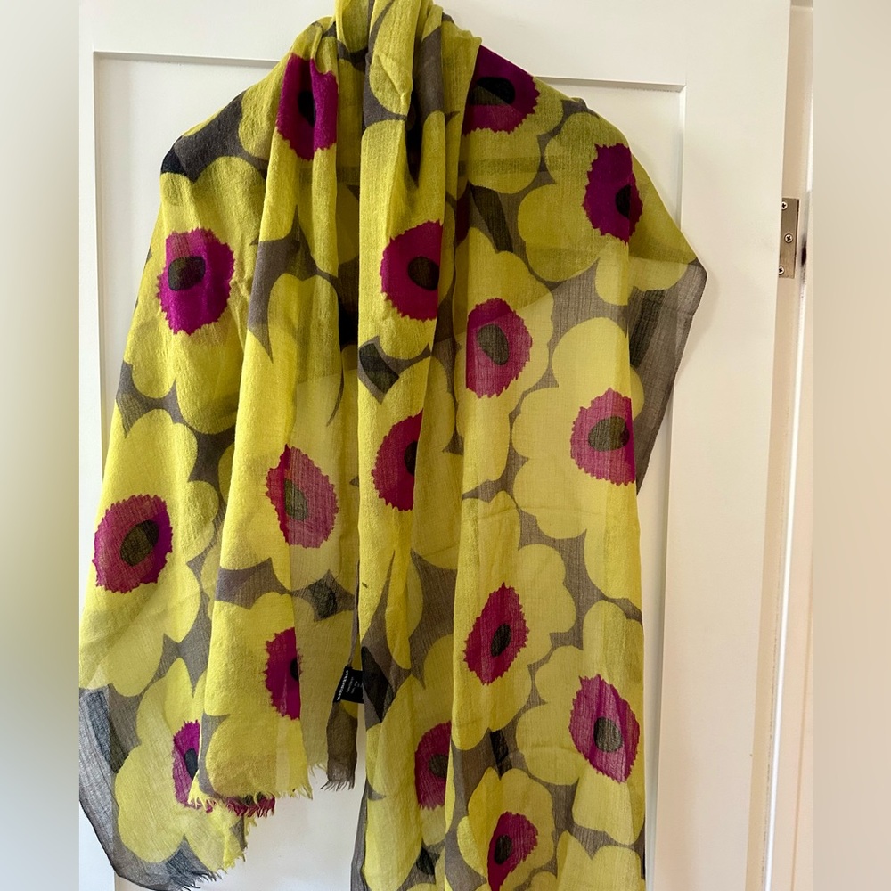 Marimekko Yellow and Pink Floral Scarf